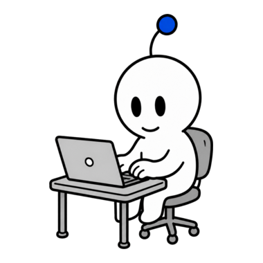 EFTAGO-Figur arbeitet am Schreibtisch am Laptop